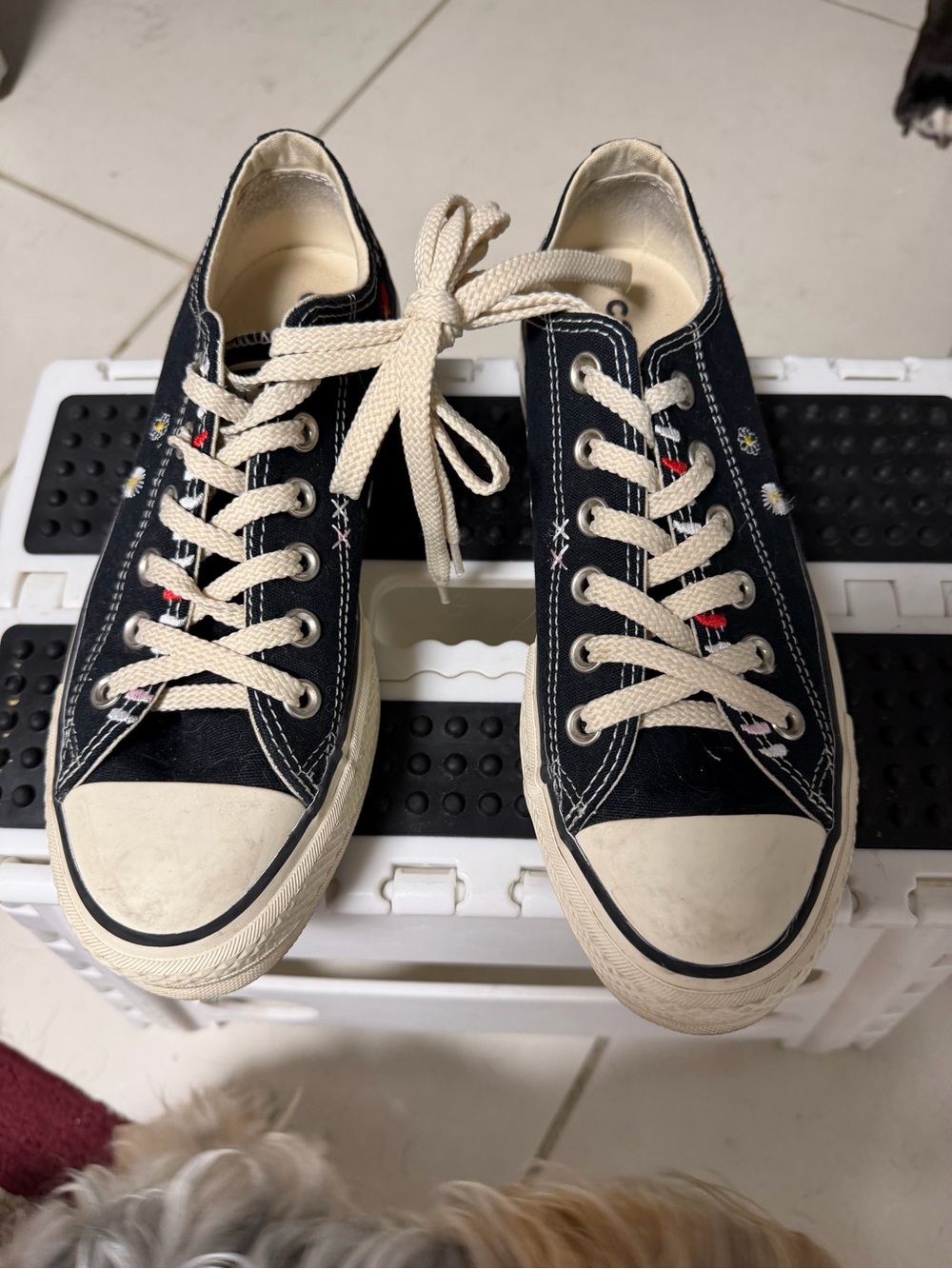 Converse All Star Chunk  Canvas Low-Top Sneakers with flowers